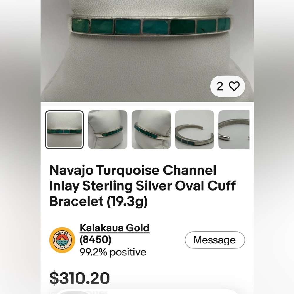 Old Navajo Turquoise Inlay Coin Silver Cuff Bracelet - Green Blue - Picture 13 of 15